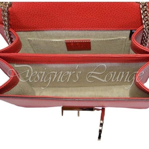 SOLD! NEW GUCCI Interlocking GG Red Leather Crossbody Chain Bag $1,980 Authentic - Picture 7 of 12